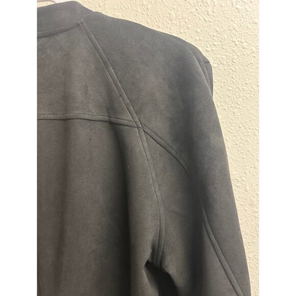 NWT Ace Ivy Women’s Snap Up Black Faux Suede Trench Coat Jacket size XL $158 - Picture 9 of 11